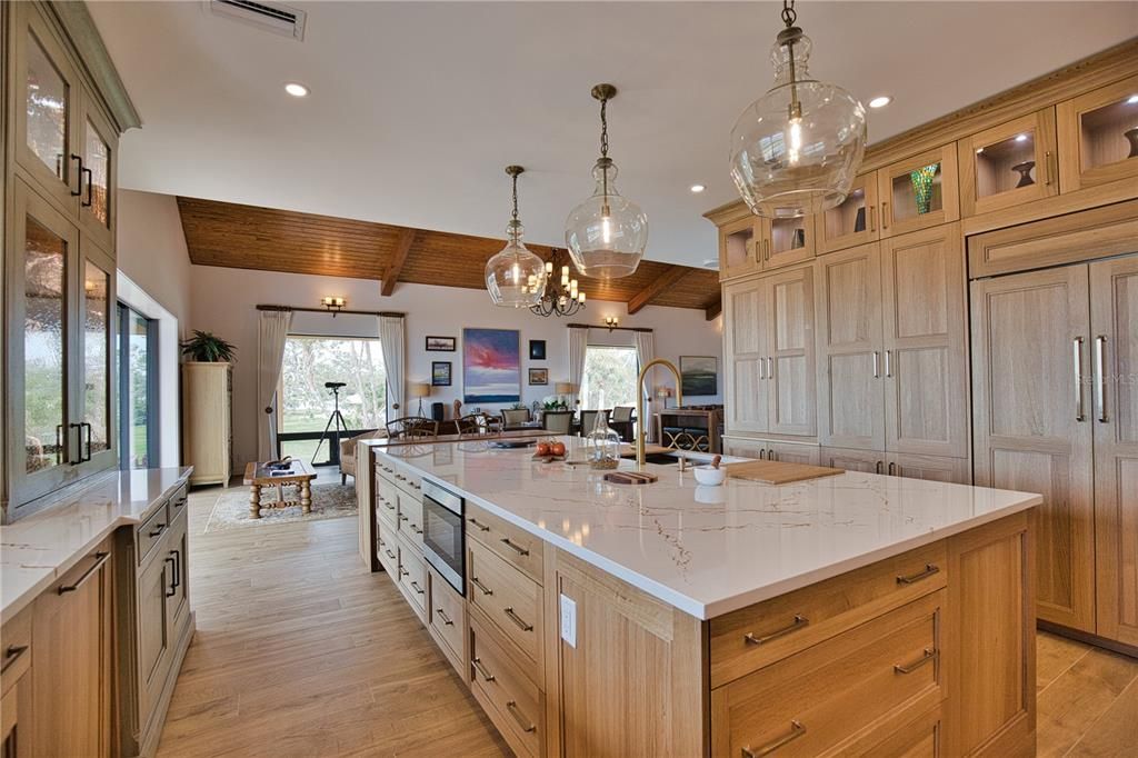 Interior, Kitchen, Pendant Lights, Recessed Lighting, Wooden Ceilings, Wood Texture Flooring