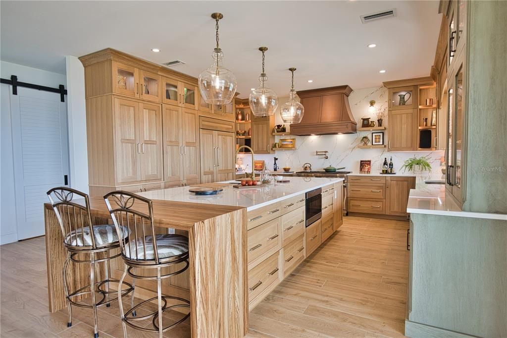 Interior, Kitchen, Pendant Lights, Recessed Lighting, Wood Texture Flooring
