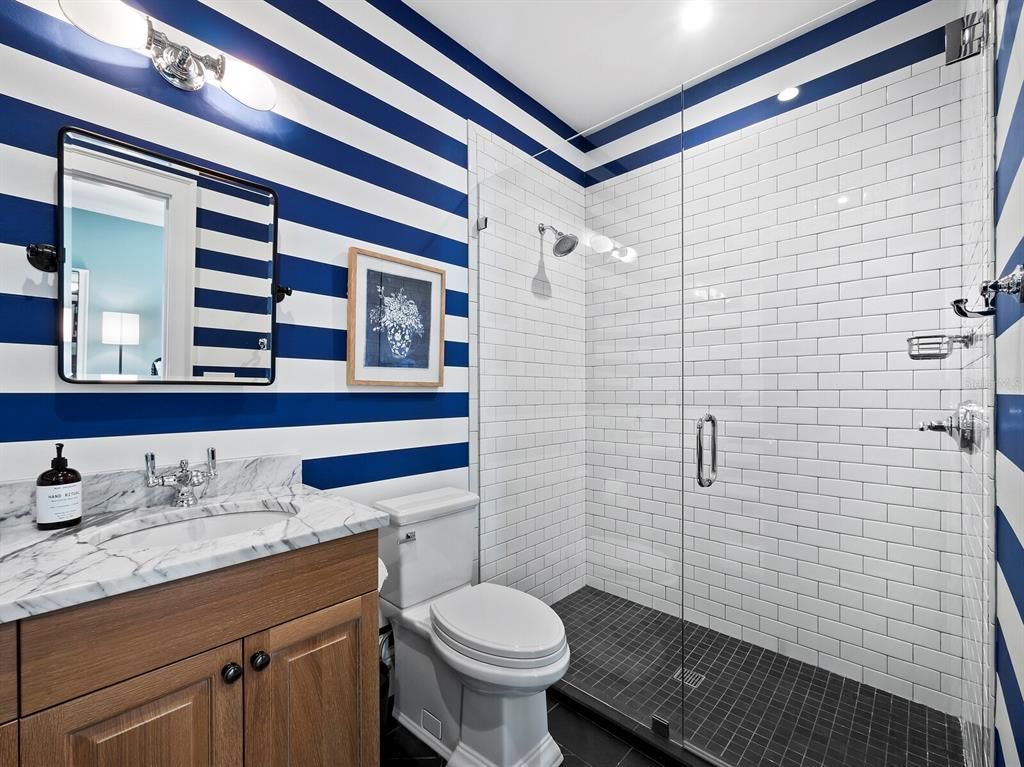 Bathroom, Glass Shower, Interior, Recessed Lighting