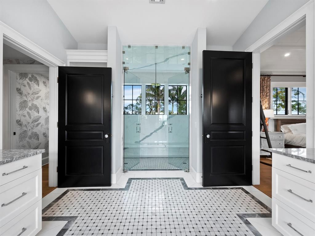 Bathroom, Glass Shower, Interior, Recessed Lighting