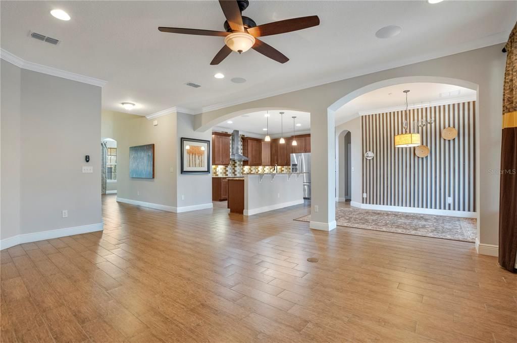 Interior, Kitchen, Pendant Lights, Recessed Lighting, Wood Texture Flooring
