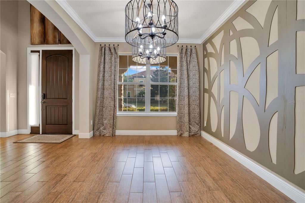 Chandelier, Interior, Wood Texture Flooring