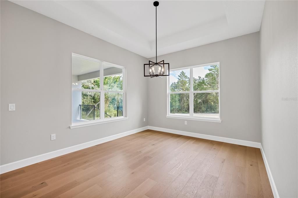 Empty room, Interior, Pendant Lights, Wood Texture Flooring