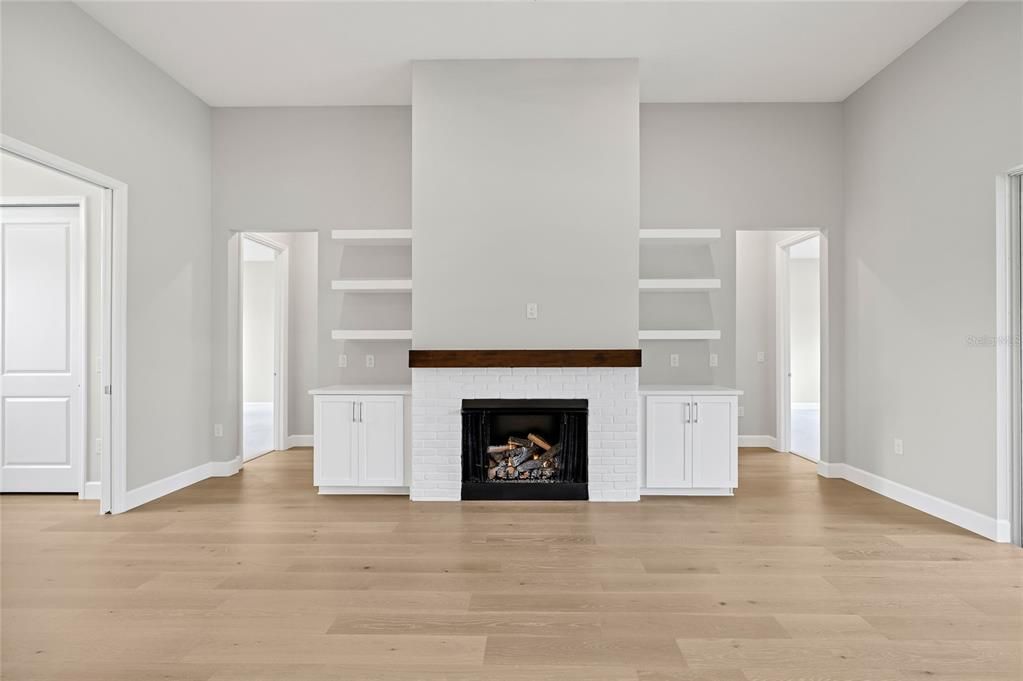 Empty room, Fireplace, Interior, Wood Texture Flooring