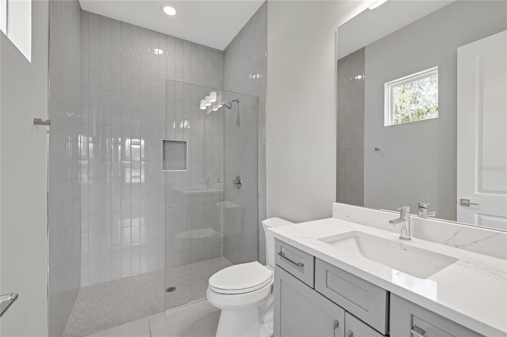 Bathroom, Glass Shower, Interior, Recessed Lighting