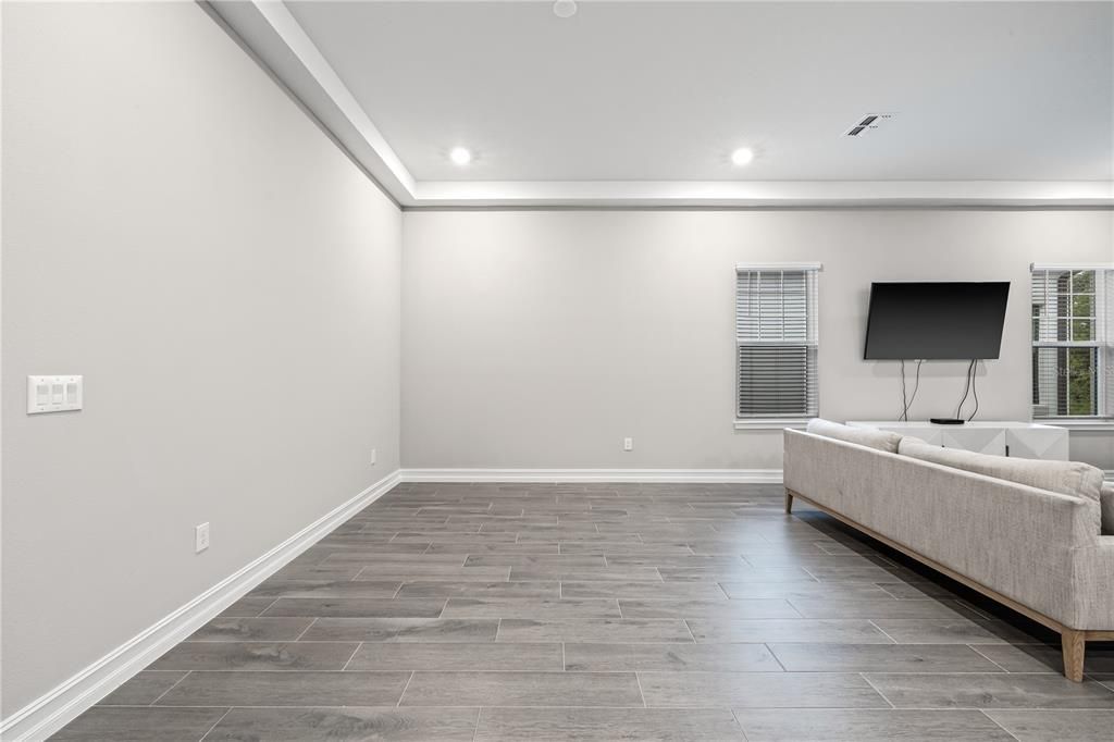 Interior, Living room, Recessed Lighting, Wood Texture Flooring