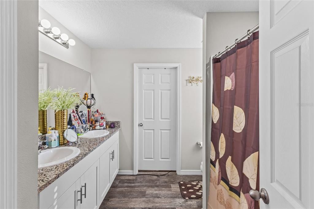 Bathroom, Dual Sink Vanities, Interior, Wood Texture Flooring