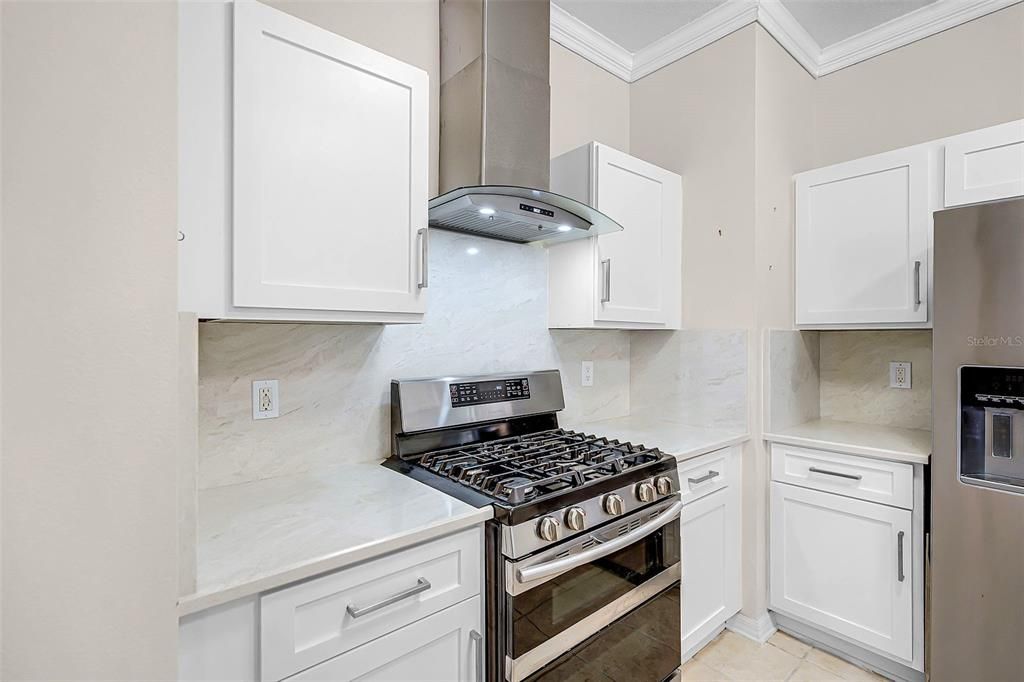 Interior, Kitchen, Marble Walls, Stainless Steel Appliances