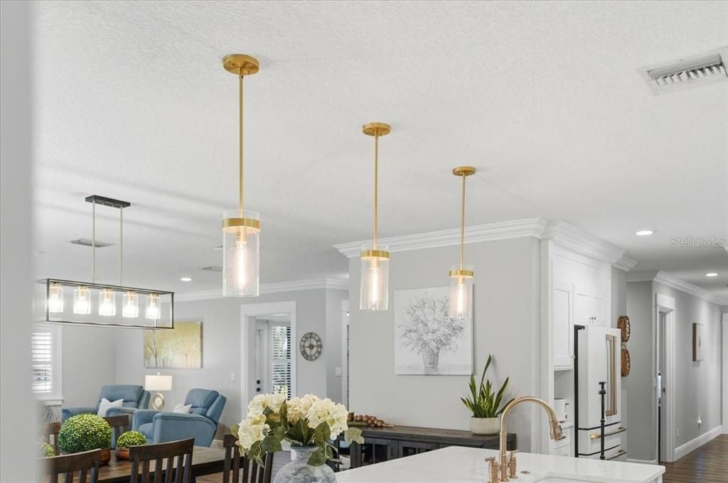 Interior, Kitchen, Pendant Lights, Recessed Lighting, Wood Texture Flooring