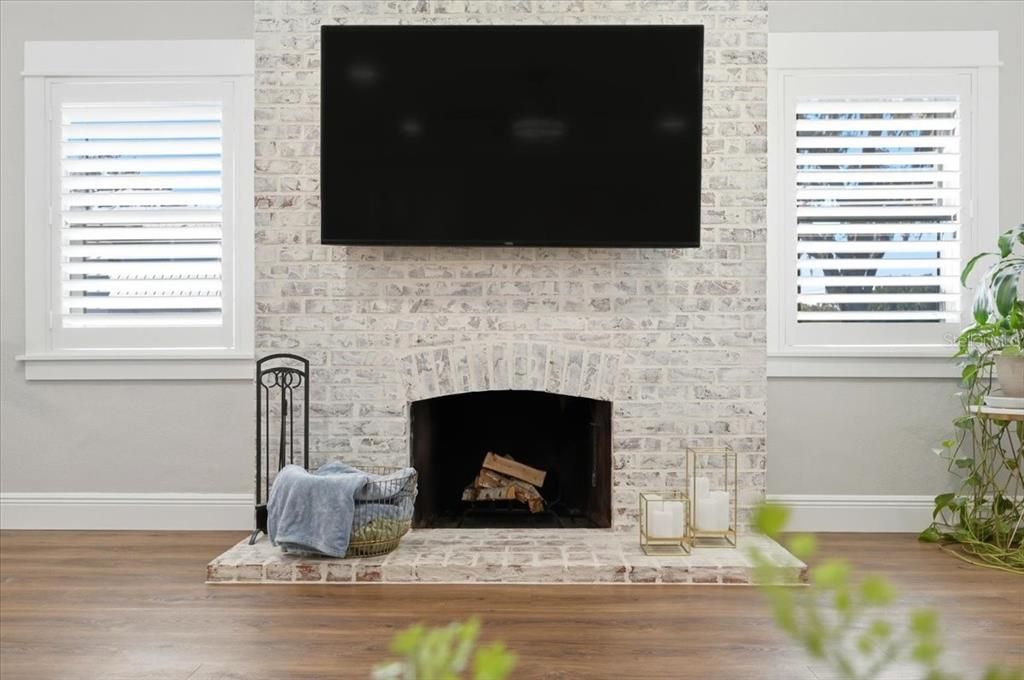 Fireplace, Interior, Stone Walls, Wood Texture Flooring