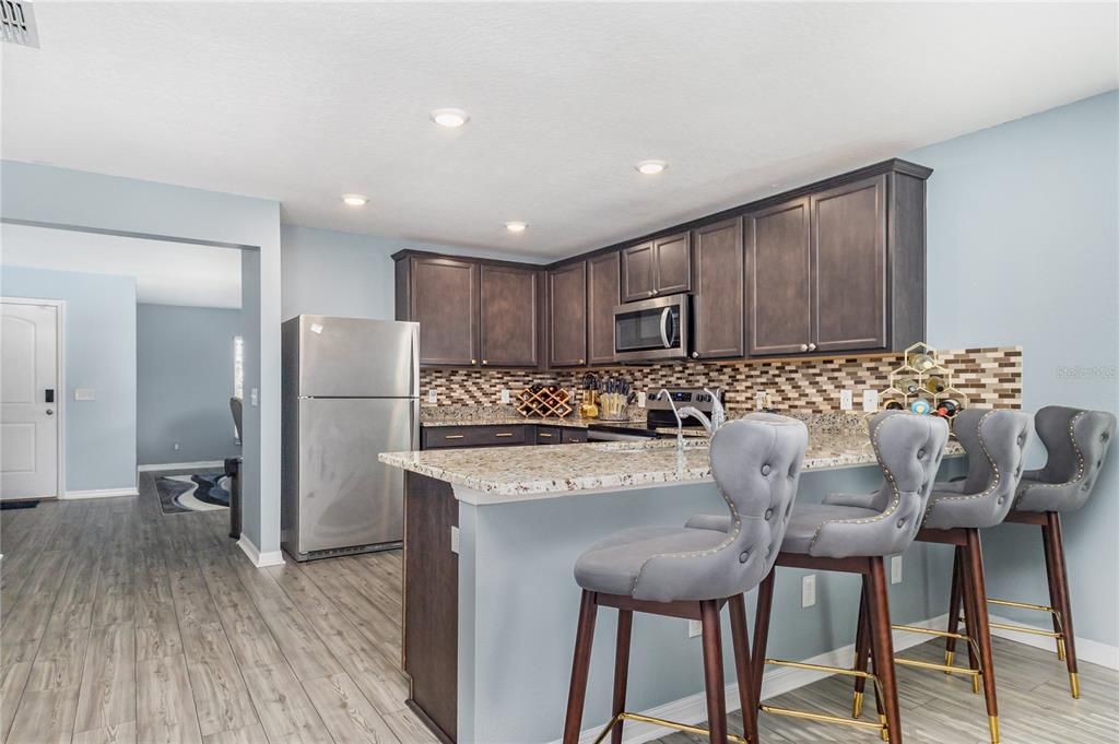 Interior, Kitchen, Recessed Lighting, Wood Texture Flooring
