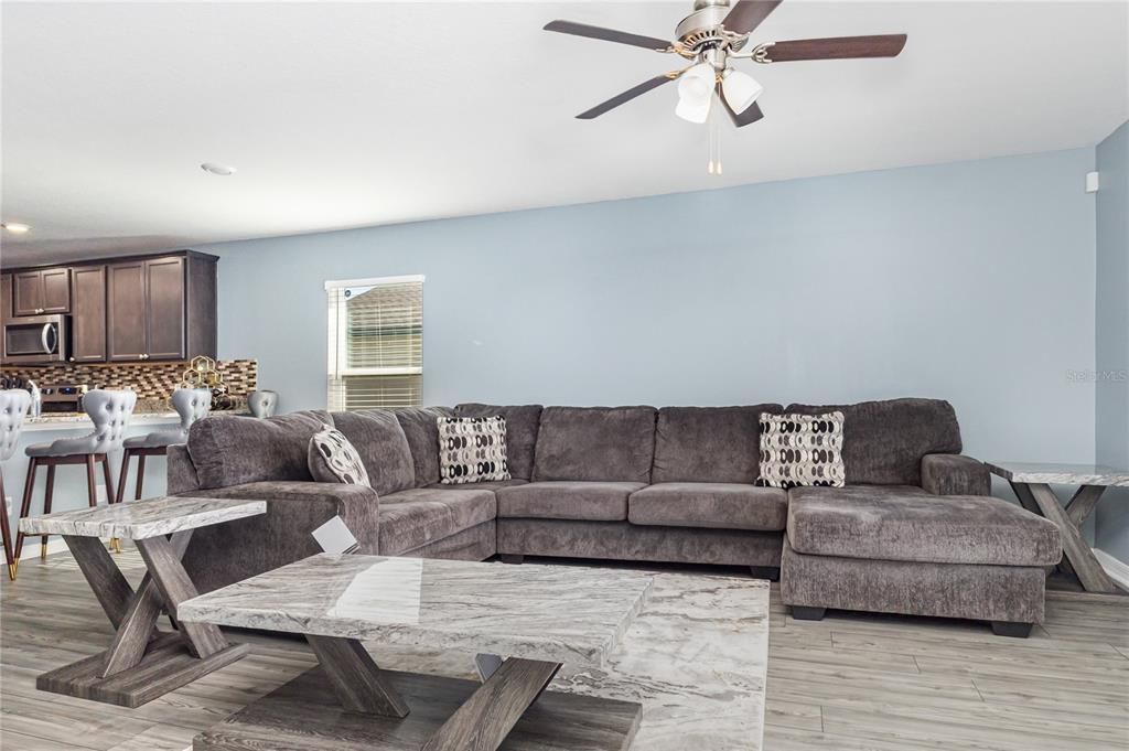 Interior, Kitchen, Living room, Recessed Lighting, Wood Texture Flooring