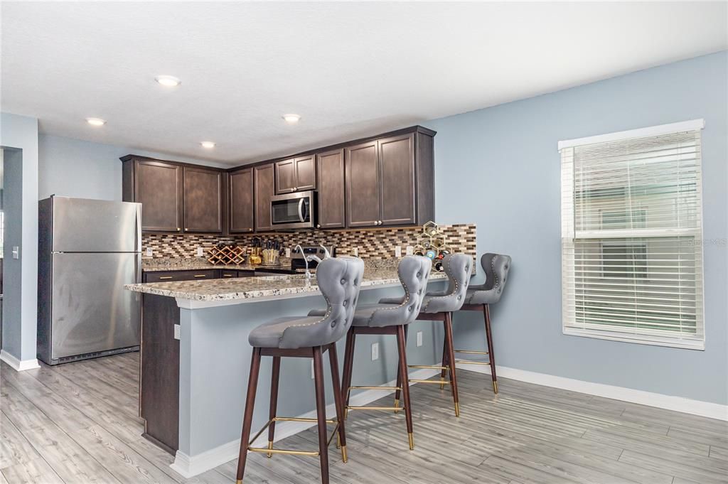 Interior, Kitchen, Recessed Lighting, Wood Texture Flooring