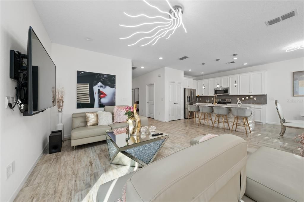 Interior, Kitchen, Living room, Recessed Lighting