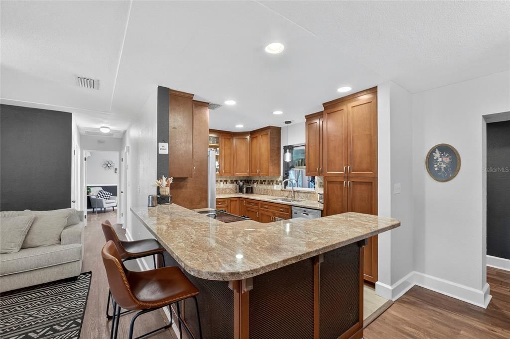 Interior, Kitchen, Recessed Lighting, Wood Texture Flooring