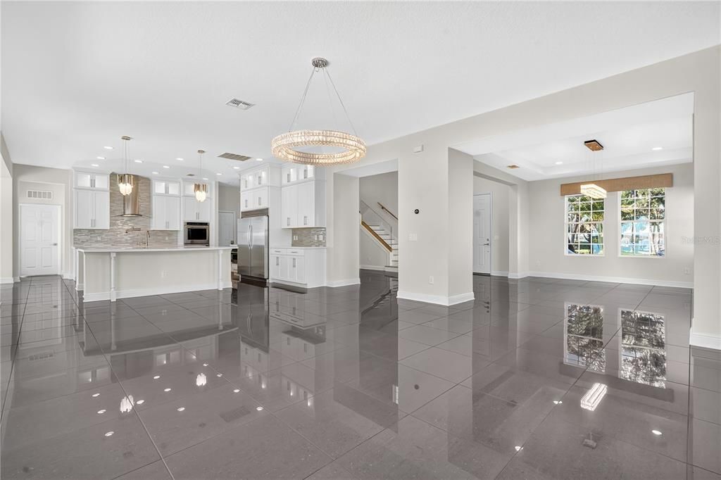 Interior, Kitchen, Pendant Lights, Recessed Lighting, Stainless Steel Appliances