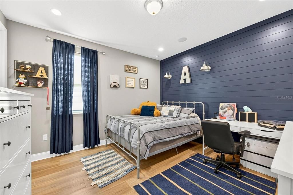 Bedroom, Home Office, Interior, Recessed Lighting, Wood Texture Flooring