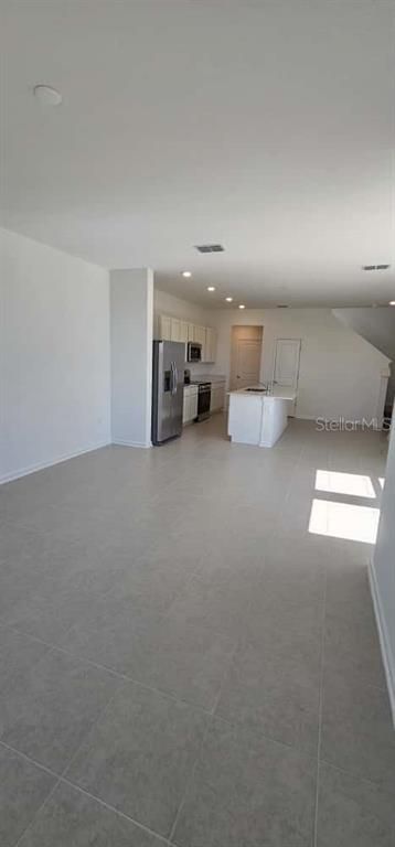 Empty room, Interior, Kitchen, Recessed Lighting, Stainless Steel Appliances
