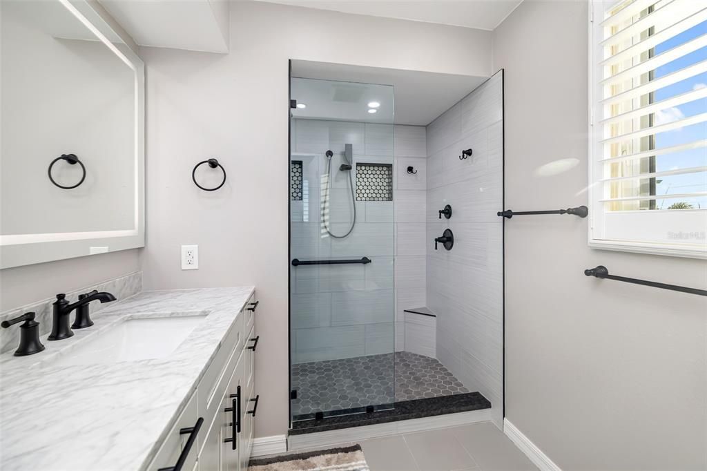 Bathroom, Glass Shower, Interior, Recessed Lighting