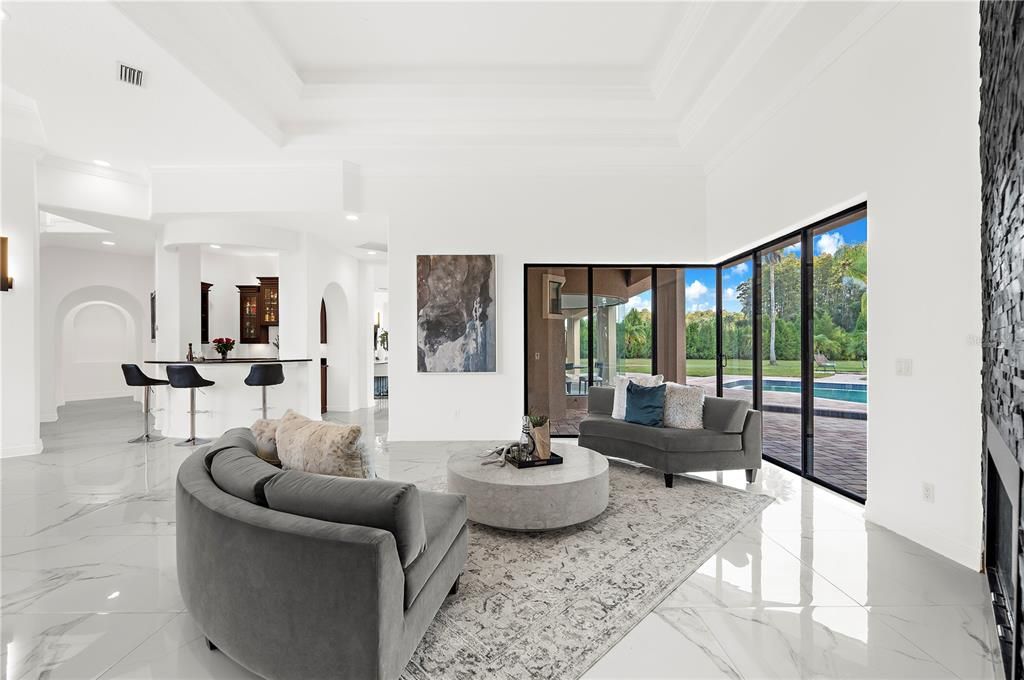 Interior, Living room, Marble, Recessed Lighting