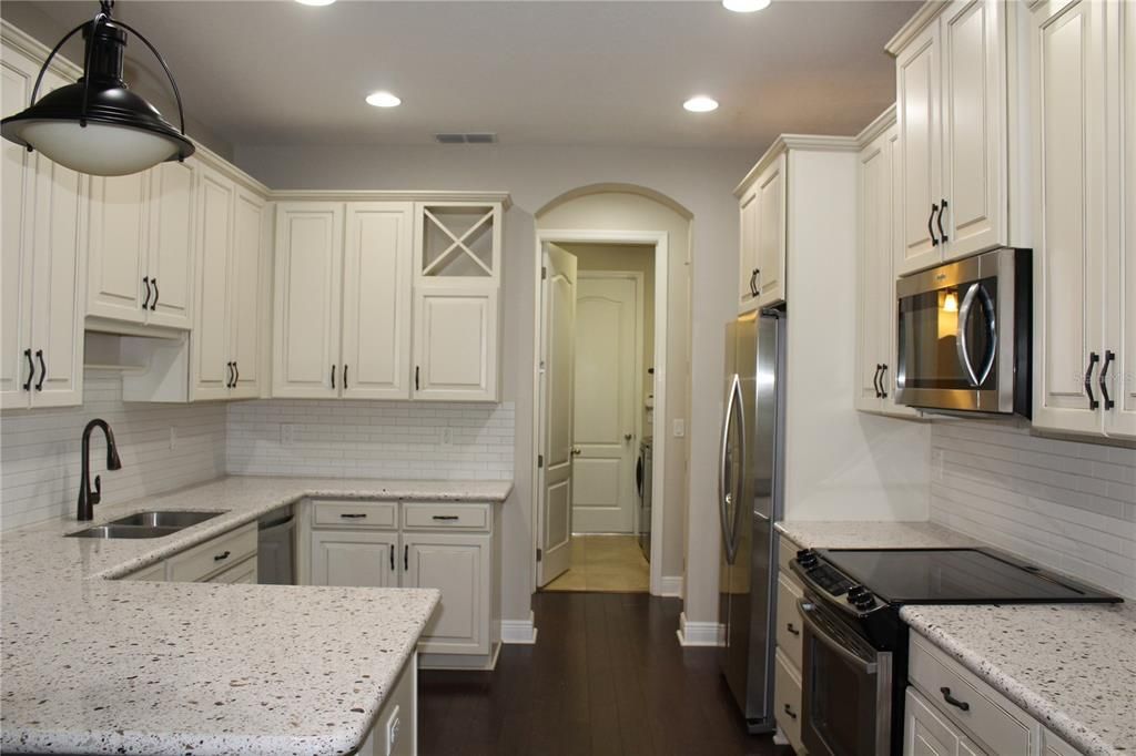 Interior, Kitchen, Recessed Lighting, Wood Texture Flooring