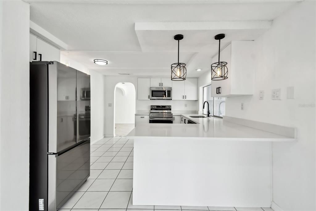 Interior, Kitchen, Pendant Lights, Stainless Steel Appliances