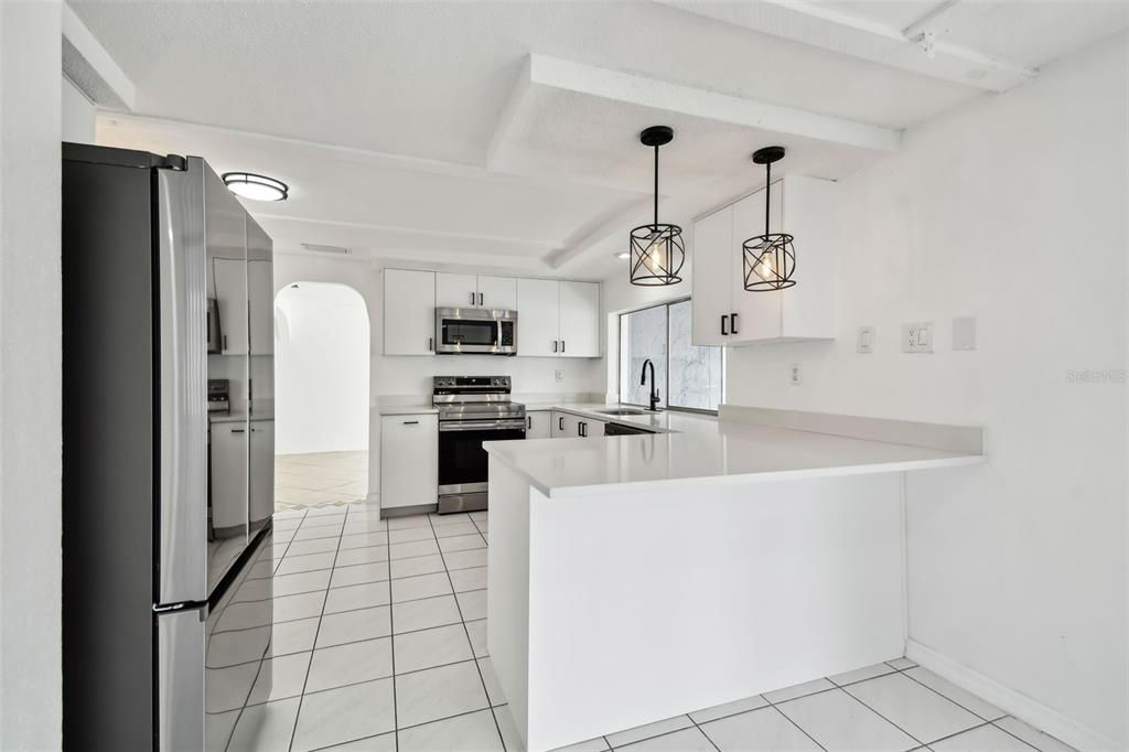 Interior, Kitchen, Pendant Lights, Stainless Steel Appliances