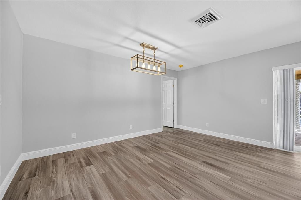 Empty room, Interior, Pendant Lights, Wood Texture Flooring