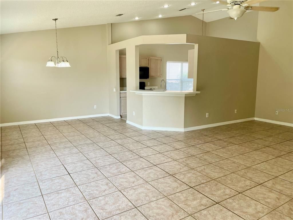 Empty room, Interior, Kitchen, Pendant Lights, Recessed Lighting