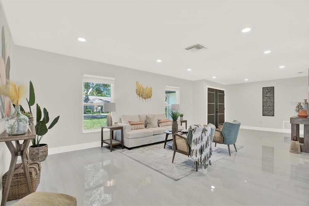 Interior, Living room, Recessed Lighting