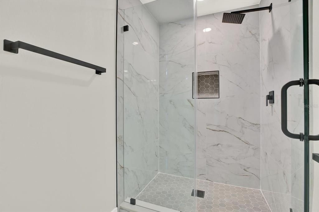Bathroom, Glass Shower, Interior, Marble Walls