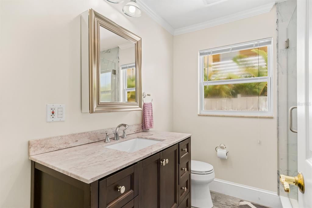 Bathroom, Glass Shower, Interior, Marble, Marble Walls