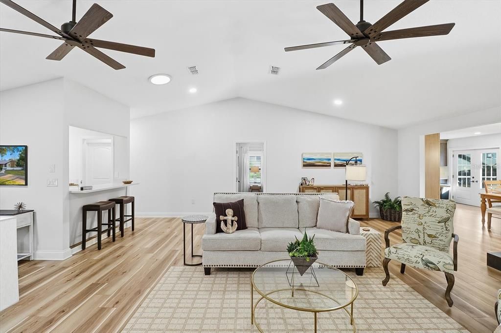 Interior, Living room, Recessed Lighting, Wood Texture Flooring