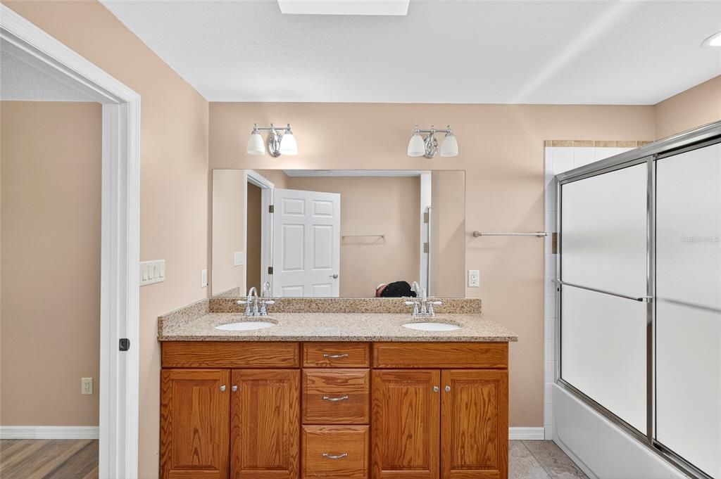 Bathroom, Dual Sink Vanities, Interior, Wood Texture Flooring