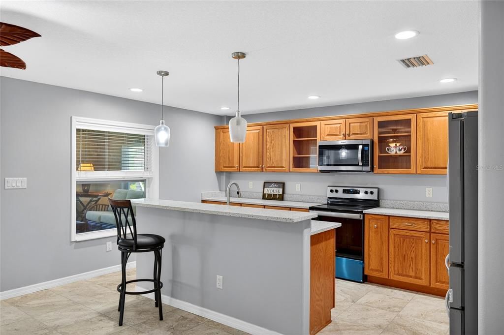 Interior, Kitchen, Pendant Lights, Recessed Lighting, Stainless Steel Appliances