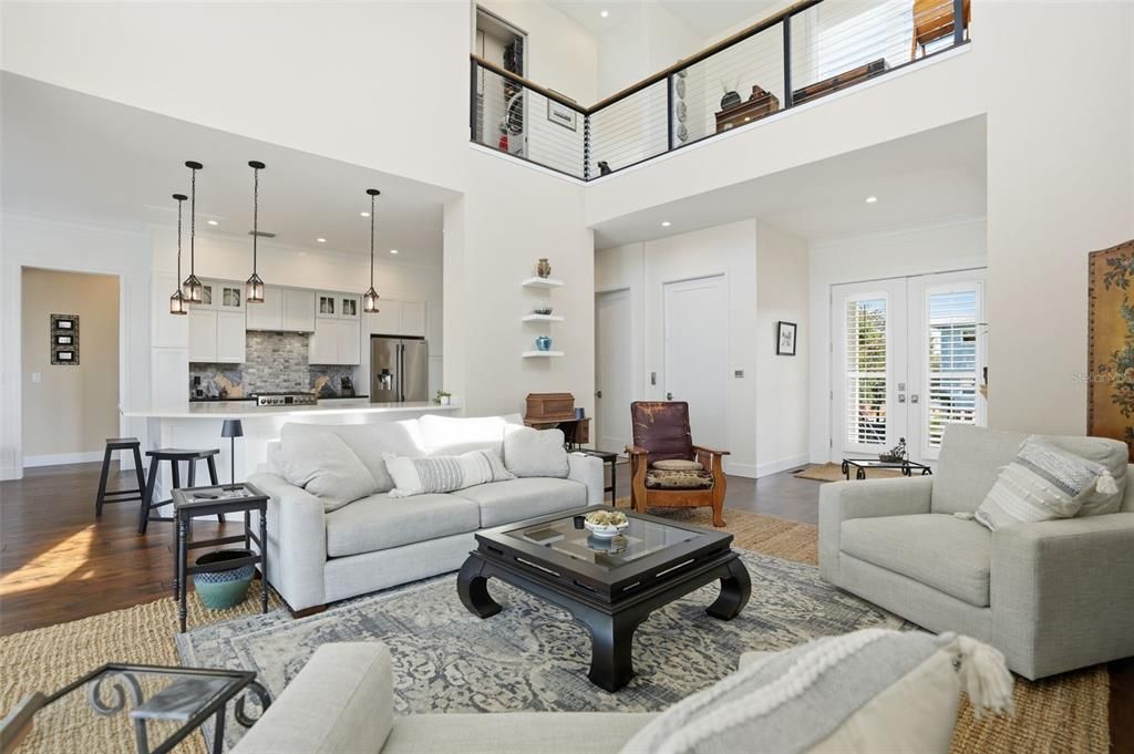 Interior, Kitchen, Living room, Pendant Lights, Recessed Lighting, Wood Texture Flooring