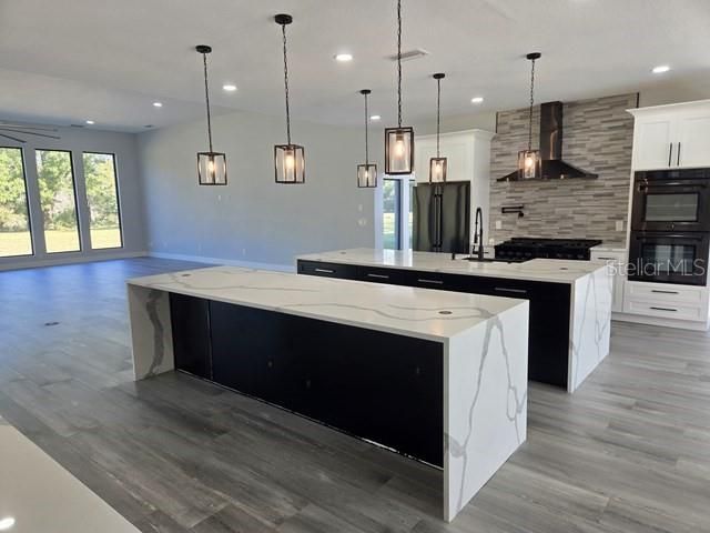 Interior, Kitchen, Pendant Lights, Recessed Lighting, Wood Texture Flooring