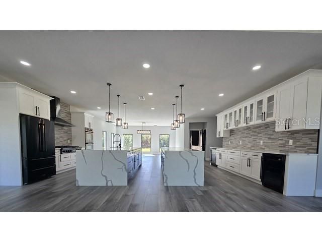 Interior, Kitchen, Pendant Lights, Recessed Lighting, Wood Texture Flooring