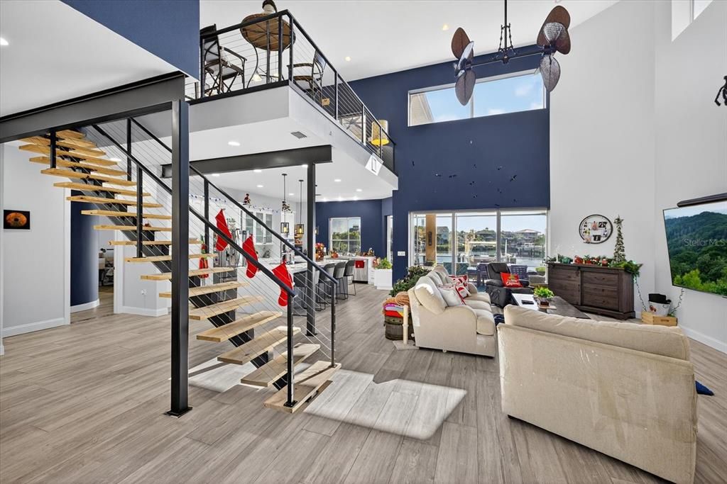 Interior, Living room, Recessed Lighting, Wood Texture Flooring