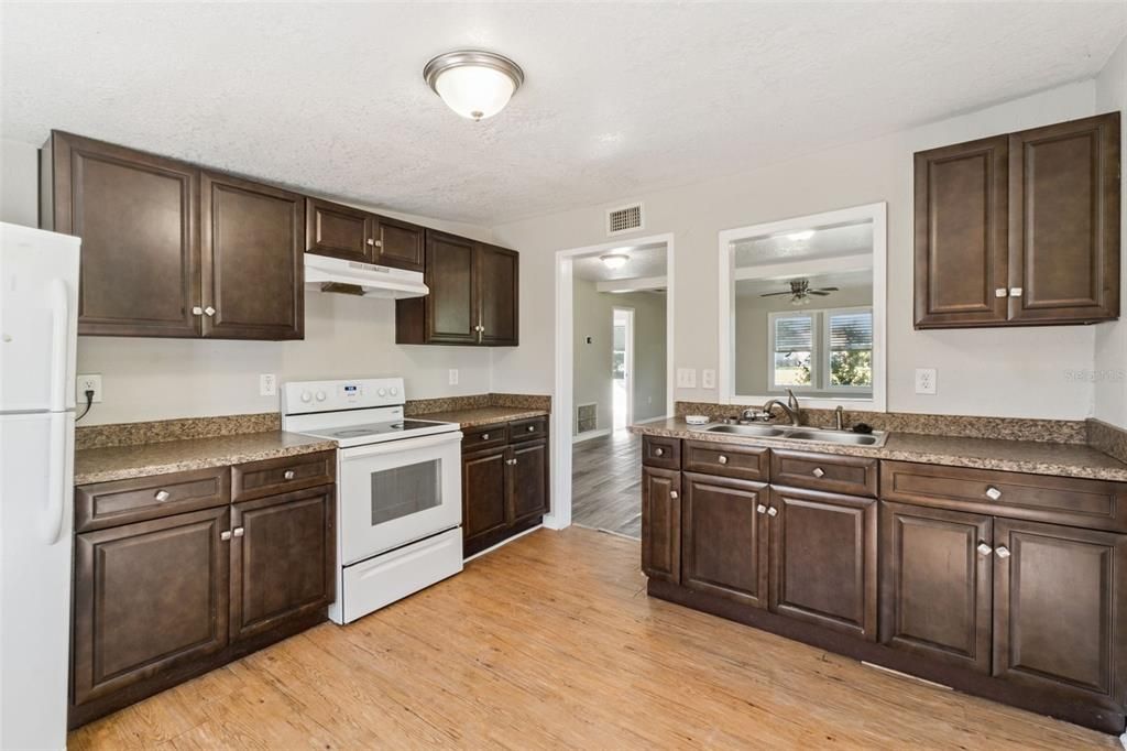 Interior, Kitchen, Wood Texture Flooring