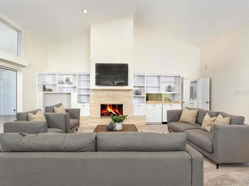 Fireplace, Interior, Living room, Recessed Lighting