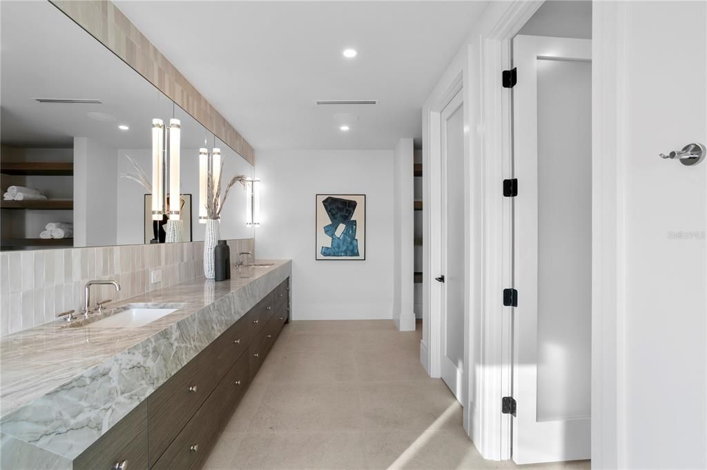 Bathroom, Dual Sink Vanities, Free Standing Baths, Interior, Recessed Lighting, Water