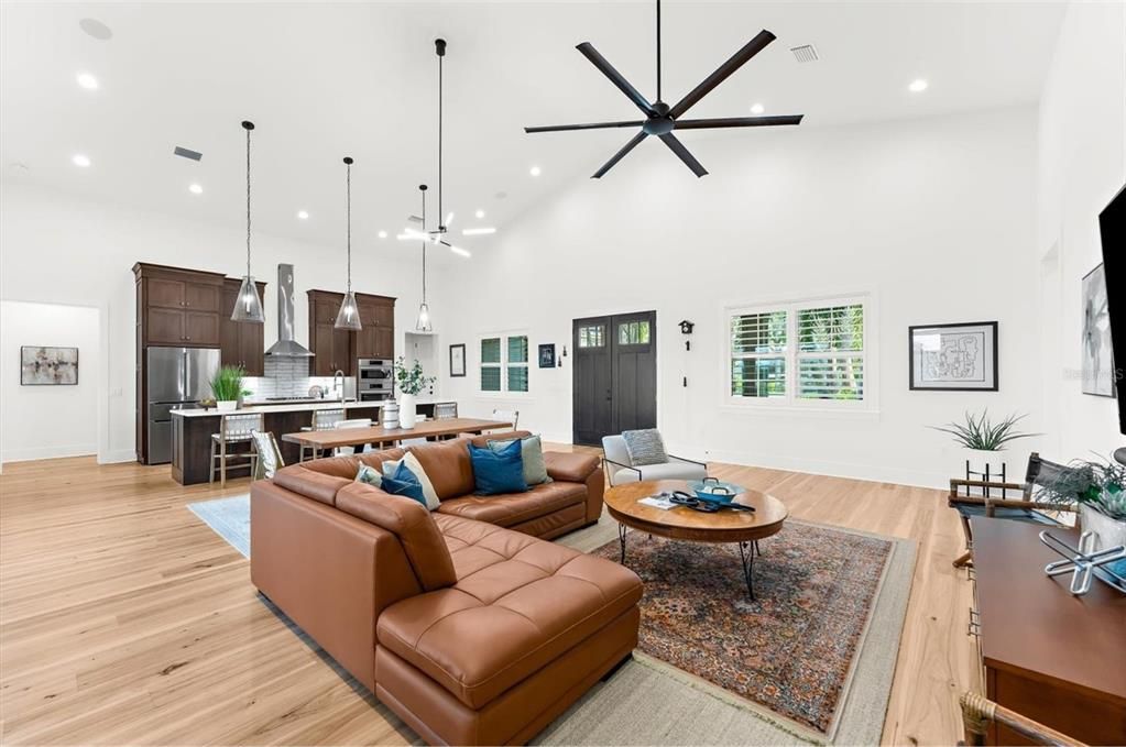 Interior, Kitchen, Living room, Pendant Lights, Recessed Lighting, Stainless Steel Appliances, Wood Texture Flooring