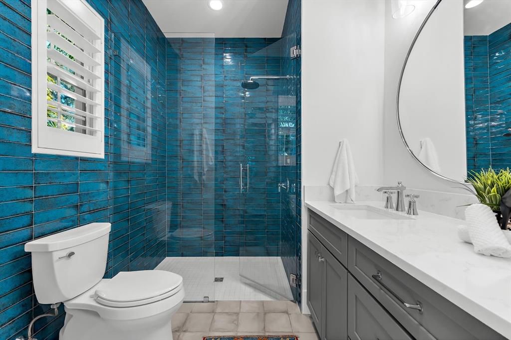 Bathroom, Glass Shower, Interior, Recessed Lighting