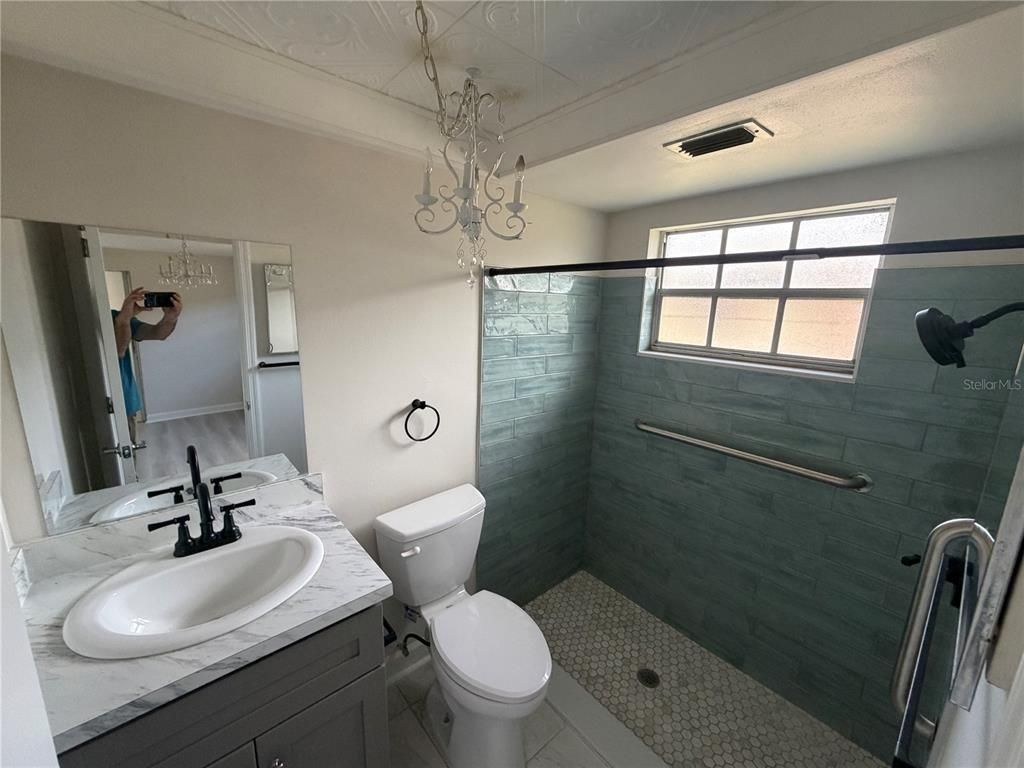 Bathroom, Chandelier, Interior