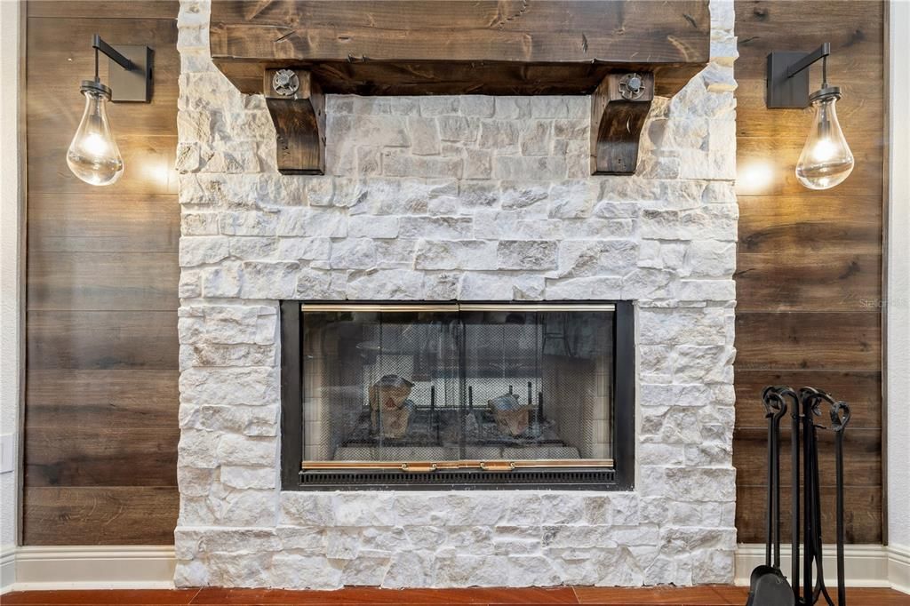 Fireplace, Interior, Stone Walls, Wooden Walls