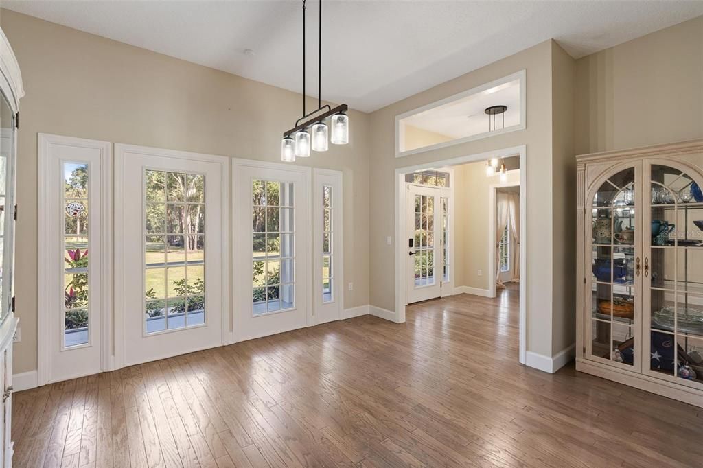 Empty room, Interior, Pendant Lights, Wood Texture Flooring