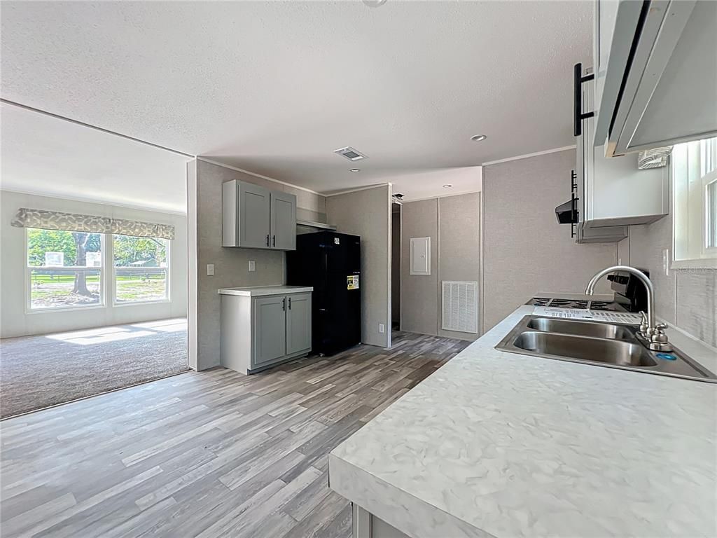 Interior, Kitchen, Recessed Lighting, Wood Texture Flooring