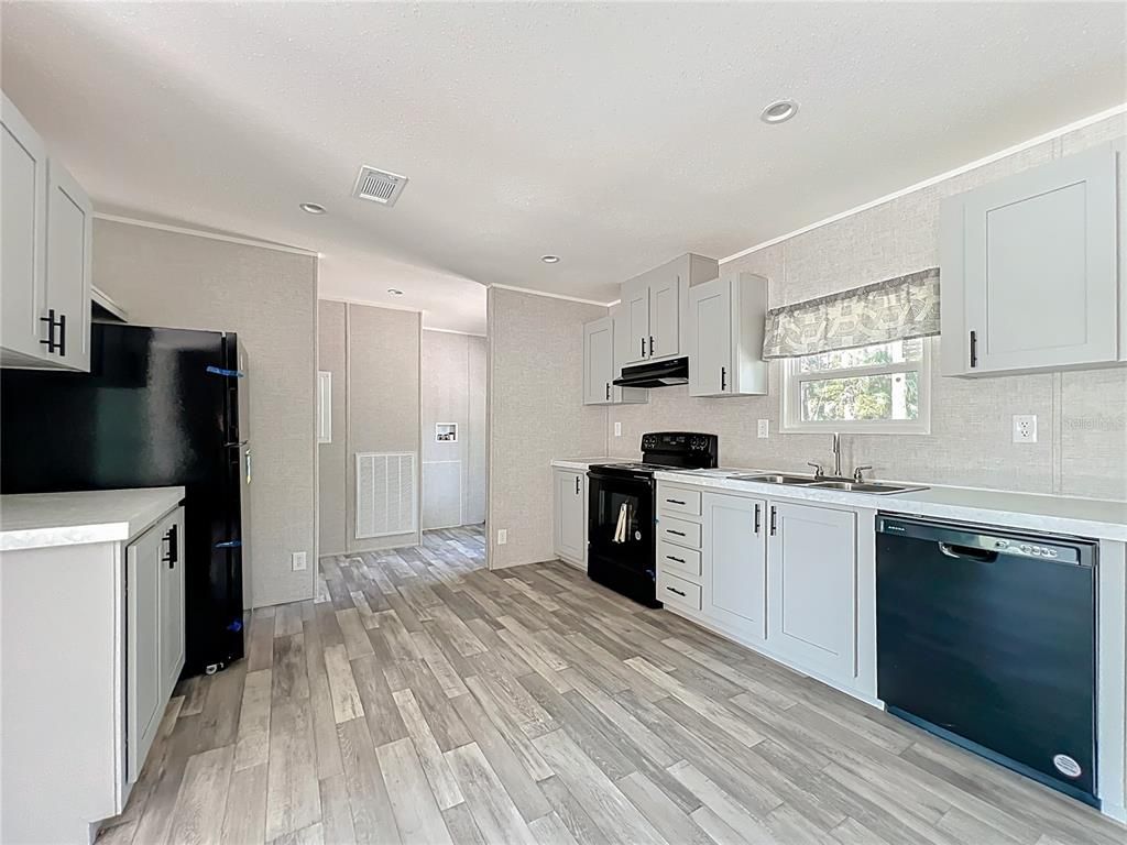 Interior, Kitchen, Recessed Lighting, Wood Texture Flooring