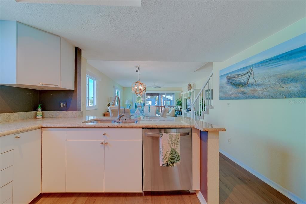 Interior, Kitchen, Pendant Lights, Wood Texture Flooring
